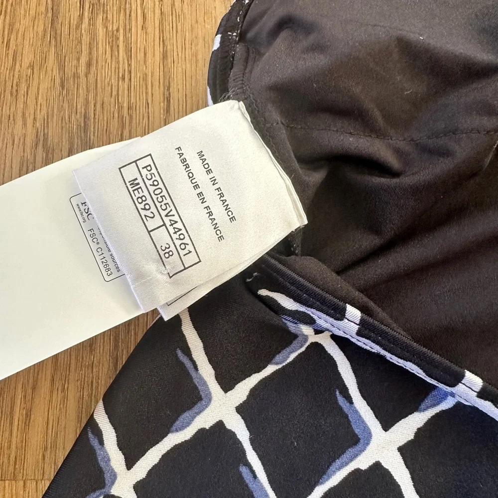 CHANEL Black Lattice-Print One-Piece Swimsuit